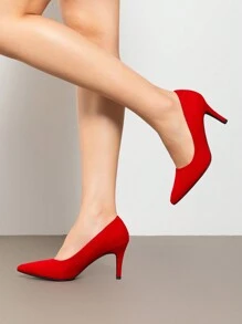Women High Stiletto Heels Closed Pointed Toe Dress Pumps Shoes For Wedding Work Office Business, 3 Inches - Đỏ - Xem 4