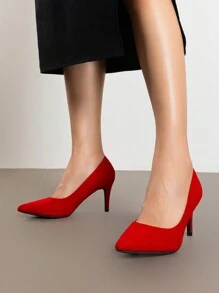 Women High Stiletto Heels Closed Pointed Toe Dress Pumps Shoes For Wedding Work Office Business, 3 Inches - Đỏ - Xem 3