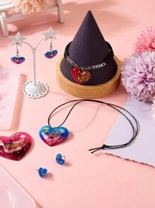 1 件心形树脂模具钥匙扣饰品模具硅胶心形环氧模具心形铸造首饰模具用于钥匙扣首饰吊坠工艺制作 - 無色 - 查看 7