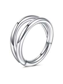 CIZME 1 件 16G 10 毫米可点击鼻中隔环铰链鼻中隔环不锈钢铰链鼻环女式蛋白石 CZ 耳甲软骨环耳环可点击鼻中隔珠宝铰链环鼻环唇轮耳屏穿孔珠宝 - 銀色 - 查看 15