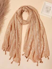 1pc Women's Elegant Solid Color Snowflake Striped Pattern Simple Style Tassel Scarf Head Wrap, Suitable For Dates And Parties (Different Colors Available) - Multicolor - View 20