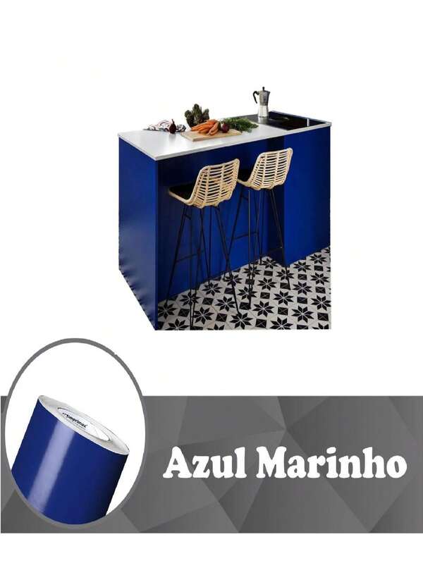 Adesivo Vinil A prova d'agua Azul Marinho 2m X 50cm; Envelopamento móveis; Envelopamento geladeira; Autocolante;