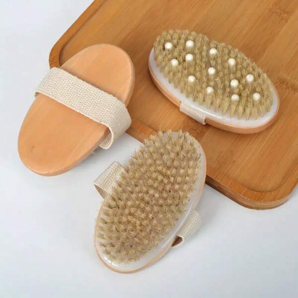 Wooden Bath Body Brush, Massage Rubbing Device, Natural Bristle, Soft Scrubber, For Shower And Exfoliating, Dry Brushing Body Brush Natural Bristles Body Exfoliating Massage Scrub Brush Dry Skin Body Brush Shower Brush Wooden Massage Bath Brush - Bathroom Accessories, Natural Wooden Bristle Body Brush - Soft Wet Dry Massager For Deep Cleansing And Exfoliation Hair Brush Comb, Hair Brush, Comb, Hair Tools, Hair Products And Accessories For Barber Salon Beauty Travel Essentials