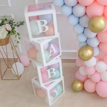 8pcs/Set 25cm Transparent Balloon Boxes+B A B Y Letters, Birthday Baptism Party Decoration Gift Box,Christmas