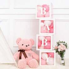 8pcs/Set 25cm Transparent Balloon Boxes+B A B Y Letters, Birthday Baptism Party Decoration Gift Box,Christmas