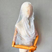 Bridal Lace White Shawl Head Veil For Muslin/ Wedding, Latin Black Head Veil Halloween Fall Clothes For Women