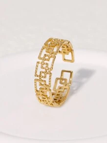 1pc European And American Fashionable Exquisite Stainless Steel Hollow Out Ring With A Sense Of High-Grade Suitable For Women's Daily Party Wear