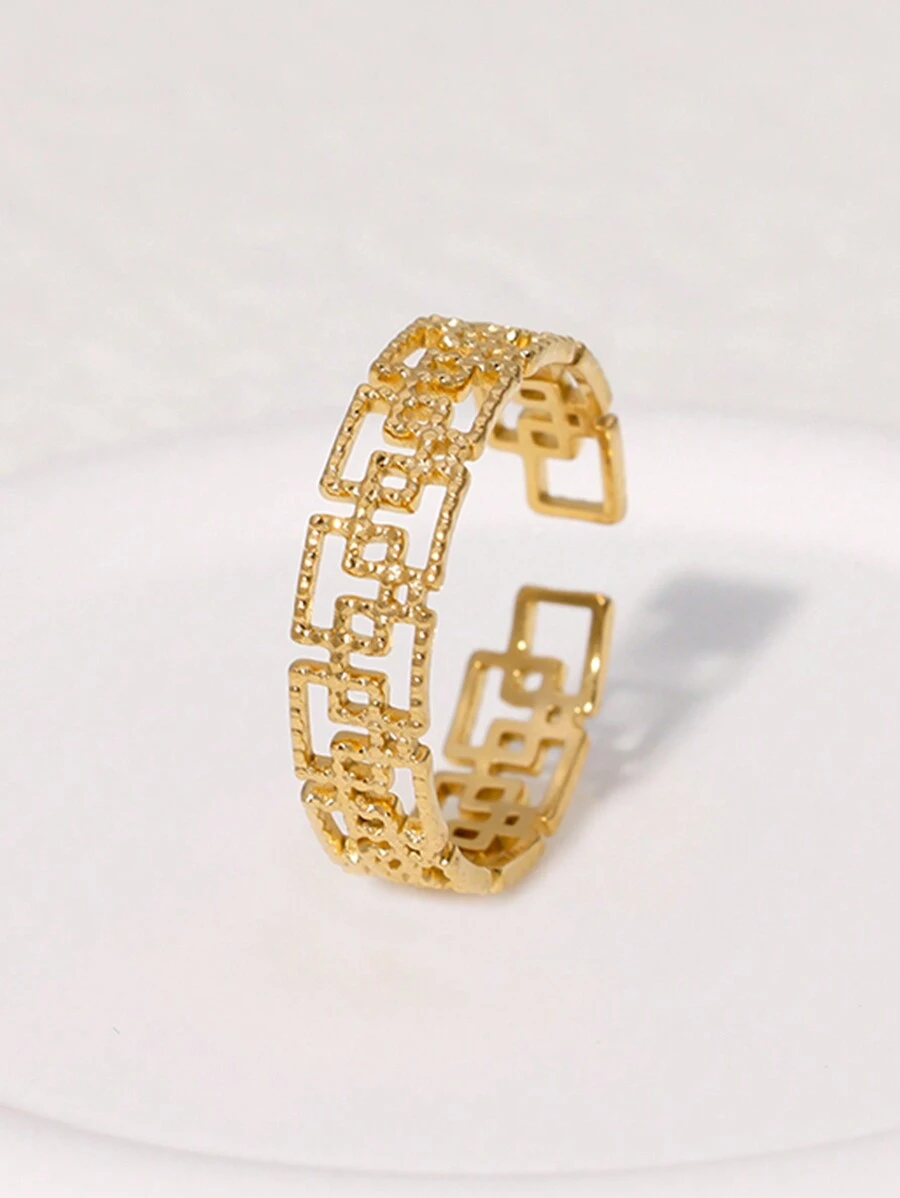 1pc European And American Fashionable Exquisite Stainless Steel Hollow Out Ring With A Sense Of High-Grade Suitable For Women's Daily Party Wear