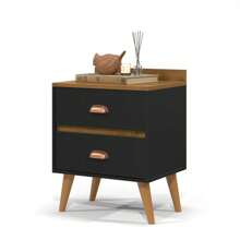 Mesa de Cabeceira Madero New Pés Retro Várias Cores Lançamento Puxador de concha 2 gavetas