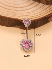 1 Miếng Tinh tế Hình trái tim Trang trí Thép không gỉ Lỗ rốn Nhẫn - Bạc - Xem 4