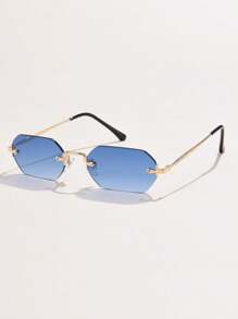 1 pièce Lunettes de soleil métal homme, style polygone sans monture, classique, simple, élégant, polyvalent et . Idéal pour le port quotidien, les vacances, la plage, les sorties. S'accorde avec les sweaters, vestes, sweatshirts, pantalons et cargos, pour l'été, les vacances, les sorties en extérieur et les voyages