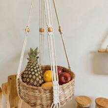 3pcs/Set  Macrame Plant Hanger, Indoor Hanging Planter Basket Holder With Wood Beads, Decorative Flower Pot Holder With Tassels, No Basket