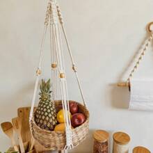 3pcs/Set  Macrame Plant Hanger, Indoor Hanging Planter Basket Holder With Wood Beads, Decorative Flower Pot Holder With Tassels, No Basket