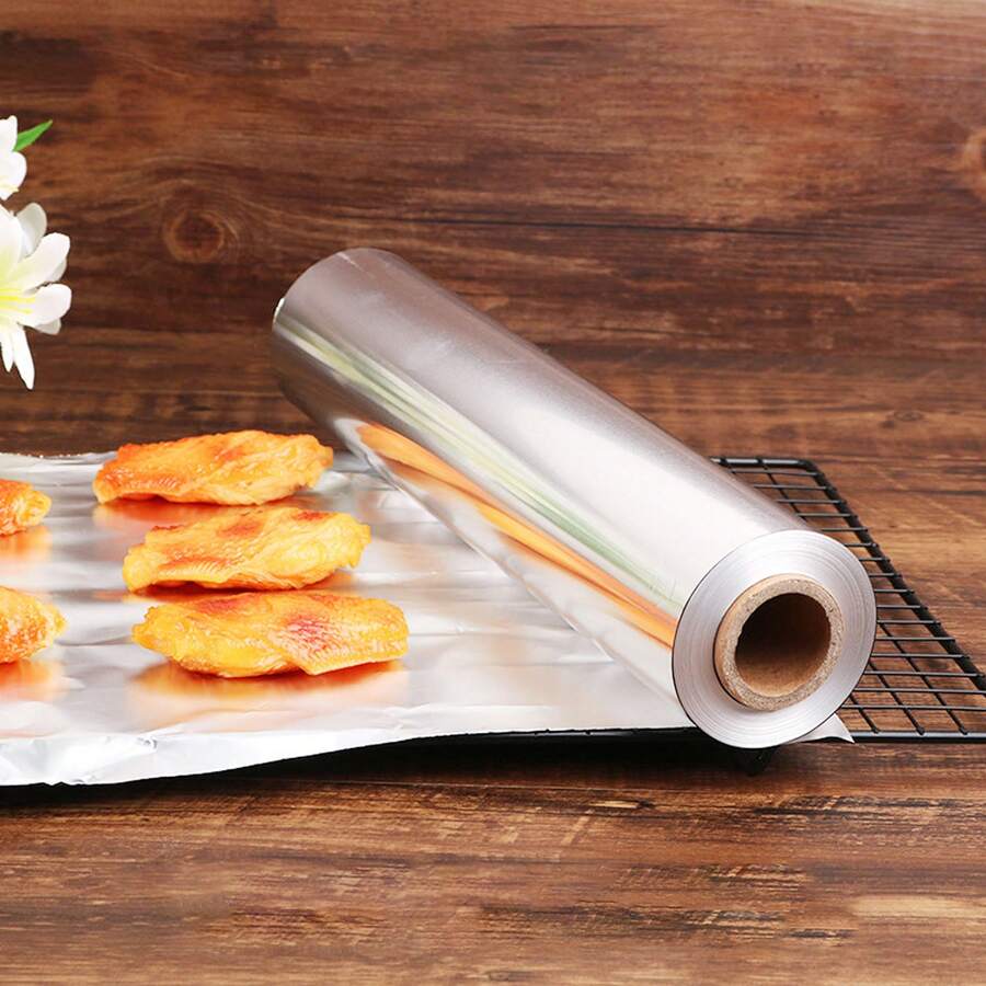 1 Roll High Temperature Resistant Aluminum Foil Paper For Baking, Grilling, And Kitchen Use - Silver - View 1