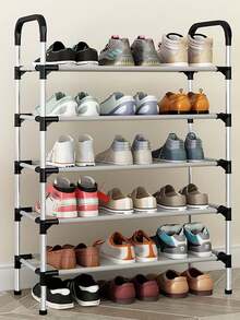 5/6 niveles Zapatera Organizador, Rganizador Zapatos Rack de Acero Inoxidable, Organizador para Zapatos y Juguetes, Zapatero para Entrada, Puerta, Garaje, Dormitorio, Guardarropa - Negro - Ver 4