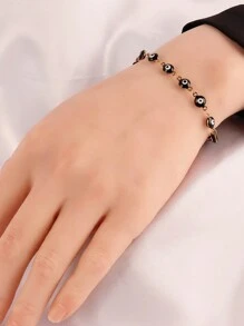 Stainless Steel Enamel Turkish Evil Eye Bracelets For Women Colorful Evil Eye Charms Bracelet Female Jewelry Gift - #A1271 Black - View 2