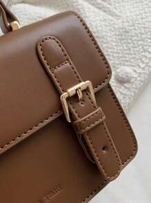 Brown Shoulder Bag With Buckle Decor, Flap Crossbody Bag And Wallet Set, Suitable For Back To School Season - Brown - View 3