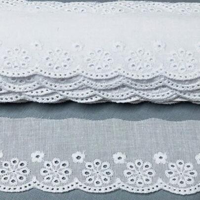 Bordado Inglês 100% Algodão Largura 5,0cm - 13,7mts Peça - Patchwork Artesanato Decoração