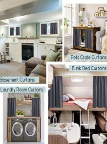 Una sola pieza de cortina de oscurecimiento de alta precisión con estilo moderno, fabricada de fibra de poliéster, adecuada para ventanas pequeñas en la cocina, baño, sótano, armario, RV, dormitorio. - Gris Oscuro - Ver 7