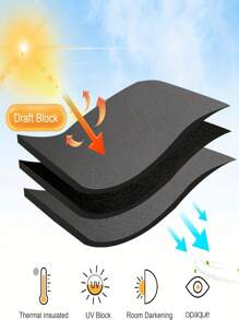 Una sola pieza de cortina de oscurecimiento de alta precisión con estilo moderno, fabricada de fibra de poliéster, adecuada para ventanas pequeñas en la cocina, baño, sótano, armario, RV, dormitorio. - Gris Oscuro - Ver 8