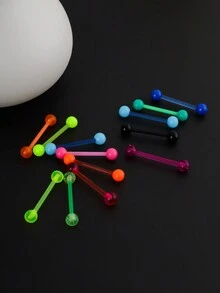 30入組時尚UV球頭和杆頭舌環，多款糖果顏色，男女日常佩戴適用 - 彩色 - 查看 2