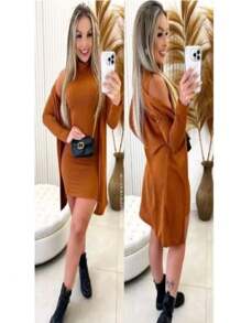 Women Dresses - 駝色 - 查看 2