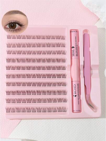 Slouchy Fish Tail 9-11mm D Curl Lash Extension Kit With Lash Bond And Seal Glue Clusters Eyelashes Makeup Tools DIY Lashes Extension Kit For Gluing Lasheslash Clusters Kit,Lashes,Eyelashes,Fake Lashes