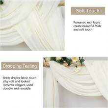 1pc 25''x236'' Light Beige Chiffon Backdrop Curtain, Hanging Sheer Fabric For Wedding Birthday Party Decoration - Light Beige - View 3