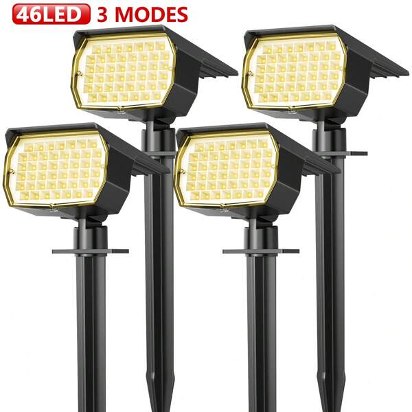 2/4/6pcs 46LED Solar Lights Outdoor Waterproof, Solar Powered Garden Path Lights, IP65 Waterproof, For Garden Park Yard Patio Lawn Walk Way