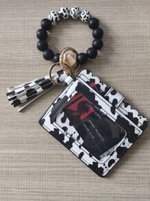 Vòng tay hạt silicon & Túi đựng móc khóa quyến rũ, Ví đựng tiền xu hình con bò mỏng thời trang có khe cắm thẻ, Móc khóa ví nữ nhẹ - Nhiều màu - Xem 6