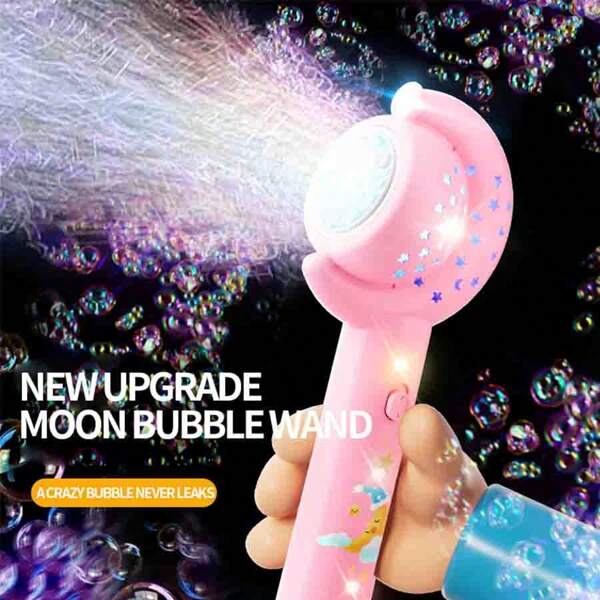 Máquina De Burbujas De Luna Con Palo, Juguete De Luz De La Bombilla Totalmente Automático Para Niños, Máquina De Burbujas Para Niños