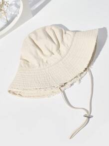 1pc Women's Sun Hat, Same Style As Hyuna's, Summer Outdoor Wide Brim Bucket Hat, Washed Edges, Adjustable String, Suitable For Vacation, Climbing And Daily Wear Casual - Orange - View 2