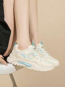 2024 Xuân/Hạ/Thu Mới Thời trang Thoải mái Phong cách Hàn Quốc Đế dày Giày thể thao Đối với phụ nữ - Màu xanh lam - Xem 4