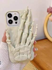 有趣新奇的3D骷髏圖案矽膠防震全面覆蓋手機殼，適用於蘋果Iphone 14 Pro/11/12/13/14/15 Pro Max - 米色 - 查看 1