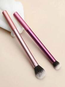 2pcs/Set Pink Flat Eyeshadow & Purple Round Eyeshadow. The Flat One Is Softer And Thicker, Suitable For Large-Area Eyeshadow Application And Base Makeup. The Rounded One Is Smaller And Suitable For Detailed Eyeshadow And Contouring.