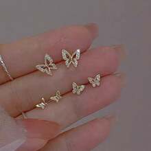 6pcs/Set Fashionable Butterfly Stud Earrings Set, Minimalistic Style & Unique Design Ear Bone Pins For Women