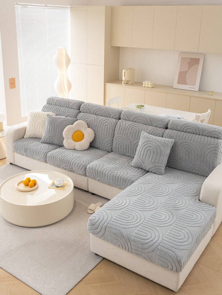 1 Miếng Sang trọng Bọc ghế sofa Cho mùa đông , Chất rắn Phong cách hiện đại Chống trượt Đi văng Người bảo vệ Đối với Phòng khách Và Phòng ngủ - Màu Xám nhạt - Xem 1