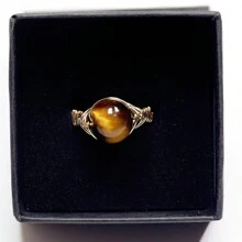 可調整天然晶嵌入戒指,時尚戒指,戒指,精美珠寶,節日禮物,情人節禮物,新年禮物,水晶戒指,寶石戒指 - 鑲嵌天然石的戒指 - 查看 9