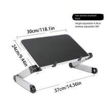 可折疊的1入組筆記本電腦架,可調節高度,可在桌面和底座上支撐,便攜支架,浮動散熱,防止頸部勞損 - 黑色 - 查看 3