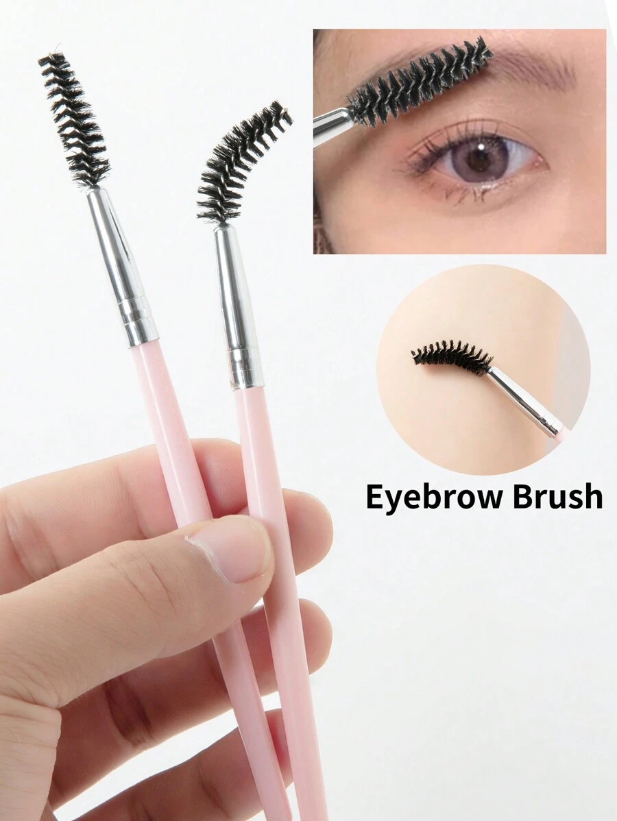 2pcs Pink Multi-Functional Portable Spiral Eyelash & Eyebrow Brush,Eyebrow Brush,Eyeshadow Brush,Spoolie,Spoolie Brush - Pink - View 1