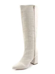 Women Knee-High Boots - Cream - View 8