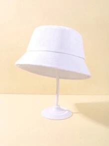 1pc White Bucket Hat, Suitable For Casual Daily Wear - White - View 1