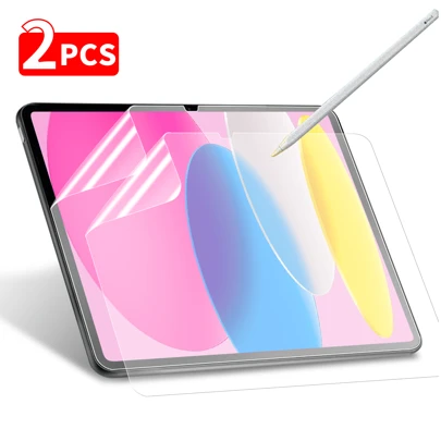 2片装类纸质屏幕保护膜，兼容三星Galaxy Tab / iPad 2024 / Redmi Pad SE / HONOR Pad / Surface Pro / Pad，磨砂表面，兼容华为Mate Pad Air，书写流畅/高灵敏度/防眩光，兼容Apple Pencil，生日礼物，送给家人、朋友，平板电脑屏幕保护膜，平板电脑配件，防水、防震、防刮、防指纹，全覆盖