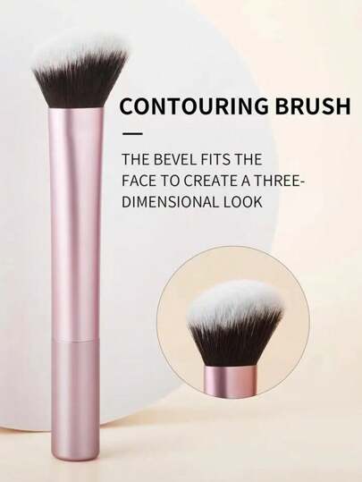 1pc Blush & Contour Brush, Perfect For Cheeks, Forehead, Chin, Nose, Blending & Sculpting, Suitable For Powder, Liquid, Cream
