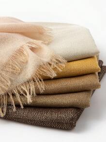 Pañuelo/hijab/pañuelo de cuatro caras impreso con hilo dorado/plateado, accesorio de playa para invierno y otoño - Multicolor - Ver 4