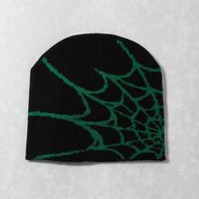 1pc Spider-Web Jacquard Knitted Hat, Y2k Style, All-Match, Warm, Breathable, Suitable For Outdoor Sports And Streetwear In Autumn And Winter Halloween Beanie Fall Outfit - Multicolor - View 14