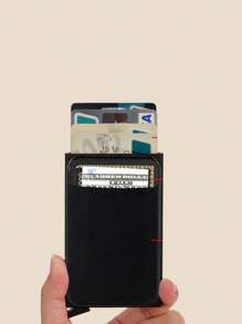 1 pièce Porte-cartes anti-RFID multi-fentes unisexe avec sangle élastique, organisateur de cartes de crédit en alliage d'aluminium, convenant pour un usage quotidien et pour Halloween