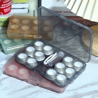 1 件 6 副装便携式隐形眼镜盒，双头收纳盒，适合日常使用，超值装隐形眼镜，眼睛隐形眼镜，彩色隐形眼镜，万圣节