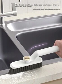 高效三合一浴室和厨房瓷砖清洁刷 360 度旋转缝隙清洁刷 - 硬毛、墙壁和地板清洁器 - 白色 - 查看 6