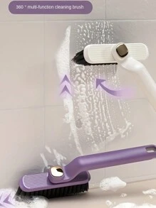 高效三合一浴室和厨房瓷砖清洁刷 360 度旋转缝隙清洁刷 - 硬毛、墙壁和地板清洁器 - 白色 - 查看 11
